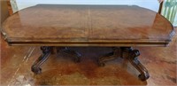DOUBLE PEDESTAL DINING TABLE W/ 2 LEAVES