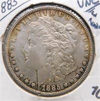 1885 Morgan Silver Dollar. UNC with Toning.