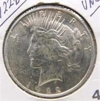 1922-D Peace Silver Dollar. UNC.
