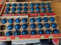 4 Vintage boxes of blue glass ornaments