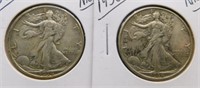 (2) 1936 Walking Liberty Silver Half Dollars.