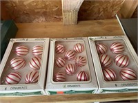 3 boxes Peppermint striped ornaments balls NOS
