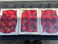 3 boxes vintage red ornaments with boxes NOS