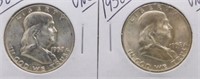 (2) 1958-D UNC Franklin Half Dollars.