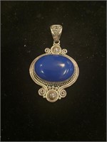 Large Sterling Pendant with blue stone