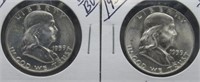 (2) 1959-D UNC/BU Franklin Half Dollars.