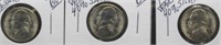 (3) 1944-S UNC/BU War Time 40% Silver Nickels.