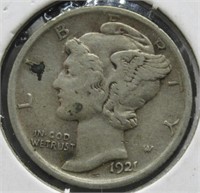 1921 Mercury Silver Dime.