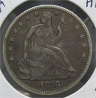 1876 Seated Half Dollar.