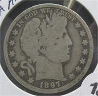 1897-O Barber Silver Half Dollar. Rare.