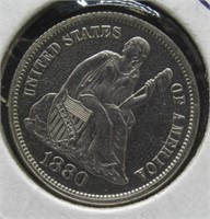 1880 Seated Dime. UNC.