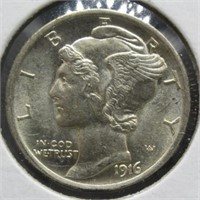 1916 Mercury Dime. UNC/BU.