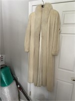 White/Cream Mink Fur Coat- Full length - Size M