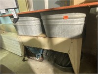 2-galvanized wash tubs with stand