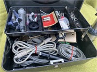 Metal tool box loaded with electrical items and