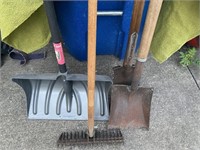 Shovels, rake, yard tools
