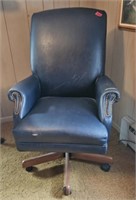 Navy blue leather office chair, used condition