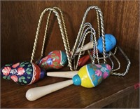 Hand painted maracas, picture holders