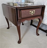 Drop side end table, drawer
