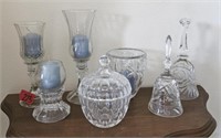 Candle holders, glass bells