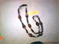 36" S.S. Rust, black & gray stone necklace