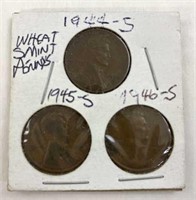 1944-S, 1945-S, and 1946-S Wheat head pennies