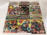 Six Captain America Marvel Comic Books