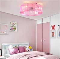 Caged Ceiling Fan with Light (Pink)