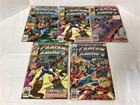 Five Captain America Marvel Comic Books