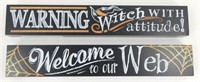 2 New Halloween Painted Blocks "Welcome to Our