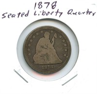 1878 U.S. Seated Liberty Silver Quarter