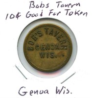 Bob's Tavern 10¢ Good For Token - Genoa, Wis.