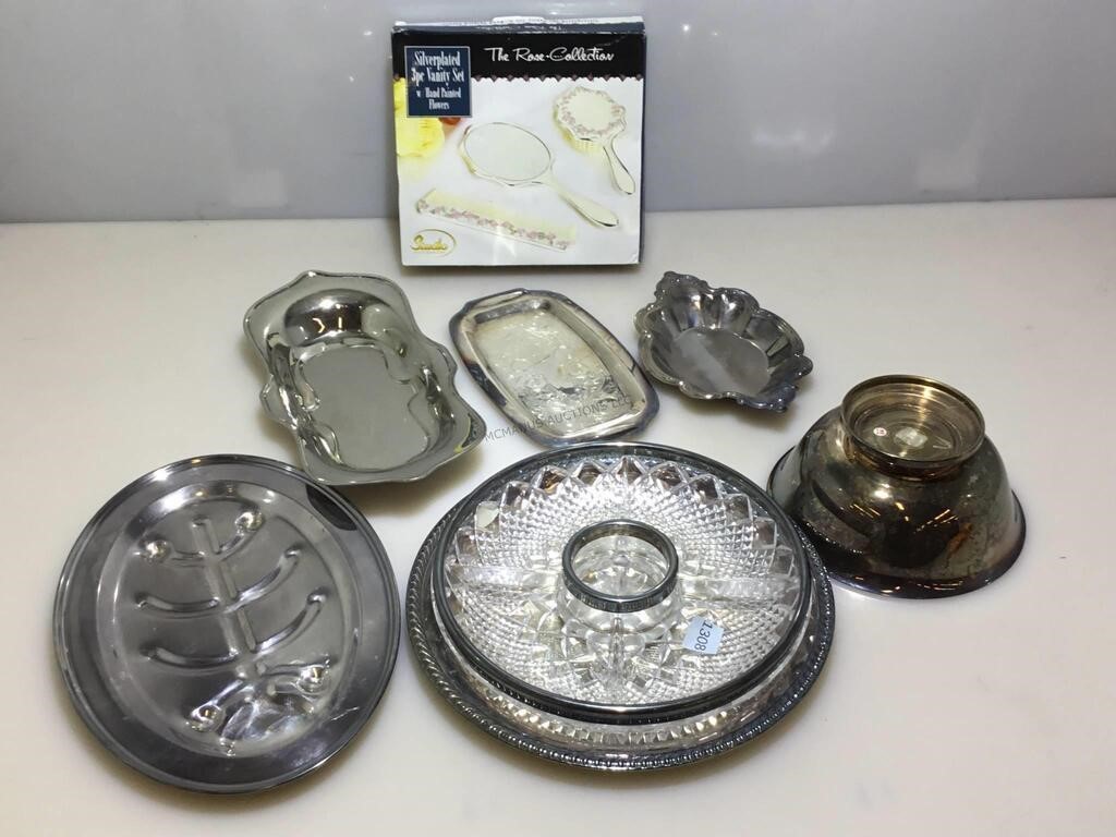 Vintage W. German Crystal Snack Dish and assorted
