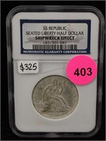 1860 SS Republic silver half SHIPWRECK NGC