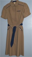50's Diner Tan & Navy Blue Ladies Dress Sz 16