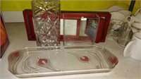 Glass Plate, 2 Vases and Picture Frame