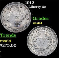 1912 Liberty Nickel 5c Grades Choice Unc