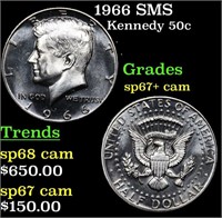 1966 SMS Kennedy Half Dollar 50c Grades sp67+ cam