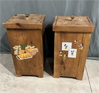 Pair of wood trash cans