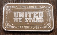 One Ounce Silver Bar: United We Stand/Flag #2