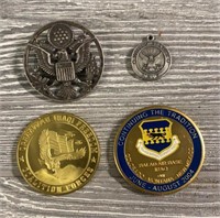 (4) Military Pins & Tokens