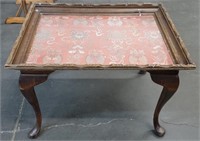 Glass Top End Table w/ Fish Pattern