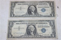 2 Silver Corticate $1 bills: 1957A & 1957B