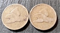 1857, 1858 FLYING EAGLE CENTS LOT OF 2