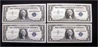 1957B $1 SILVER CERTIFICATES LOT OF 4 CONSECUTIVE#