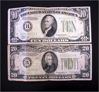 1934A & 1934 $20 OLD FEDERAL RESERVE NOTES