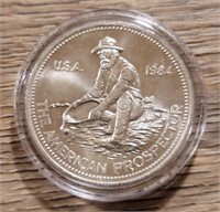 1984 One Ounce Silver Round: Prospector