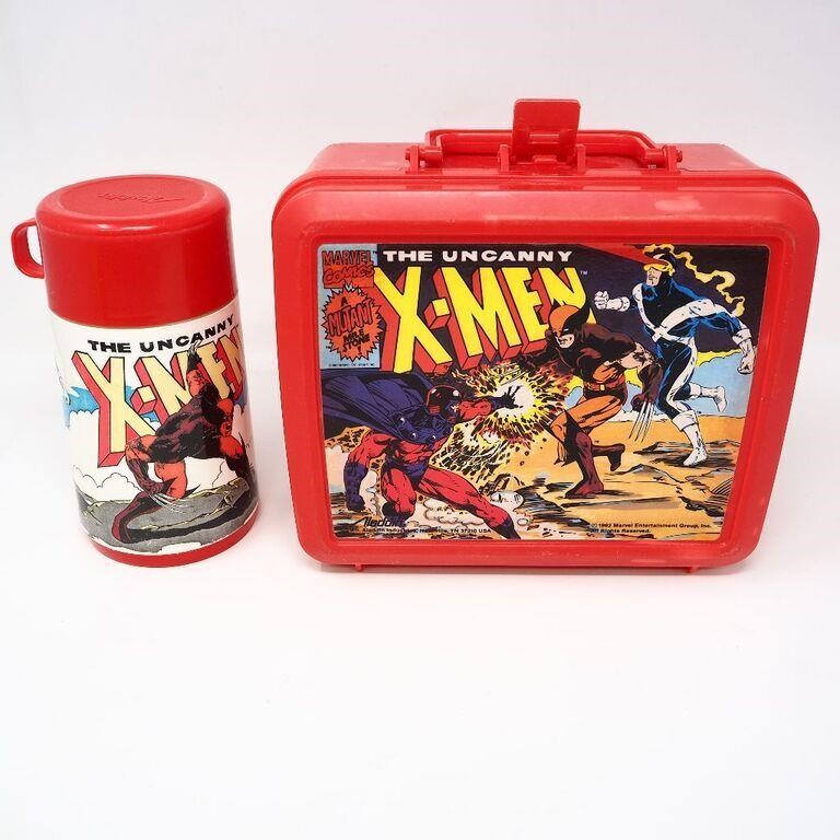 Vintage 1992 X-Men Plastic Lunchbox & Thermos