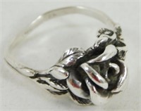 Sterling Silver Vintage Rose Ring - 5.07 grams,