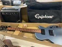 EPIPHONE GUITAR WITH CASE AND AMP…GUITAR IS